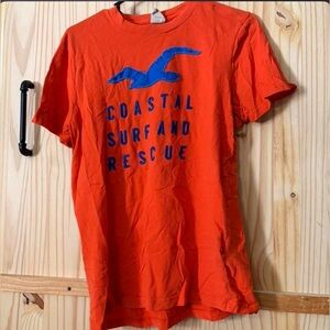 Hollister Vibrant Orange Tee with Blue Graphic